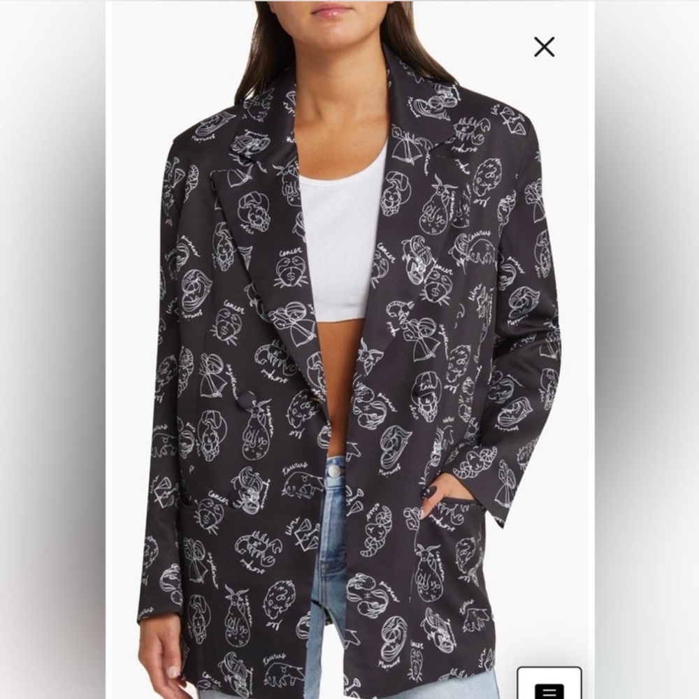 Dressed in LALA Black and White Graphic Blazer
